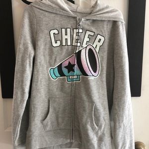 Justice size 14 hooded grey sparkle CHEER jacket